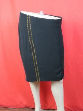 NWT RAG & BONE BLACK LINED STITCHED ZIP SKIRT SIZE 0 W225B087V $295
